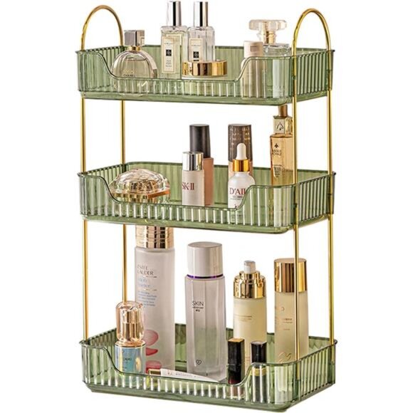 Bathroom Counter Organizer Countertop Storage Cosmetics Skincare Shelf Organizer - Picture 1 of 7